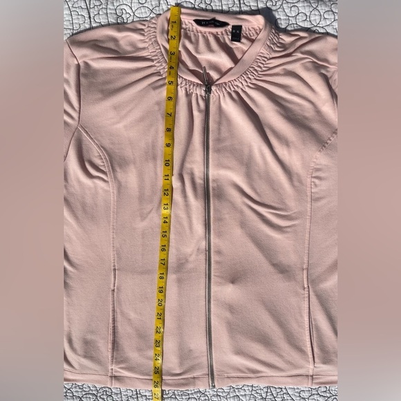 H by Halston Knit Bomber Jacket with Ruching Detail Pure Pink, Size XL - Picture 4 of 7